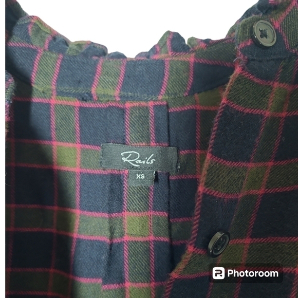 Rails Andie Plaid Button Down Shirt Size Extra Small in Navy Olive Fus… - Picture 13 of 16